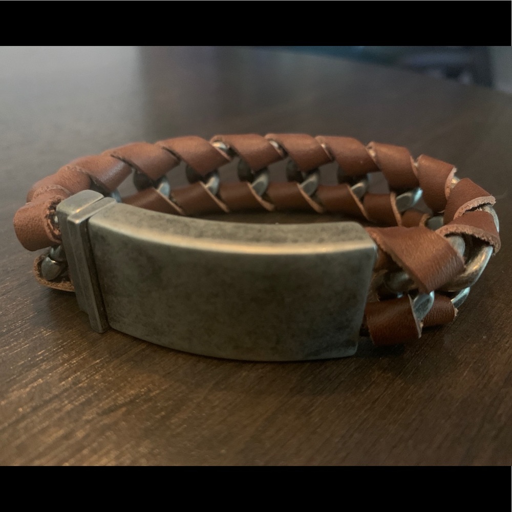 Men’s Leather and Steel Bracelet Masculine Sexy